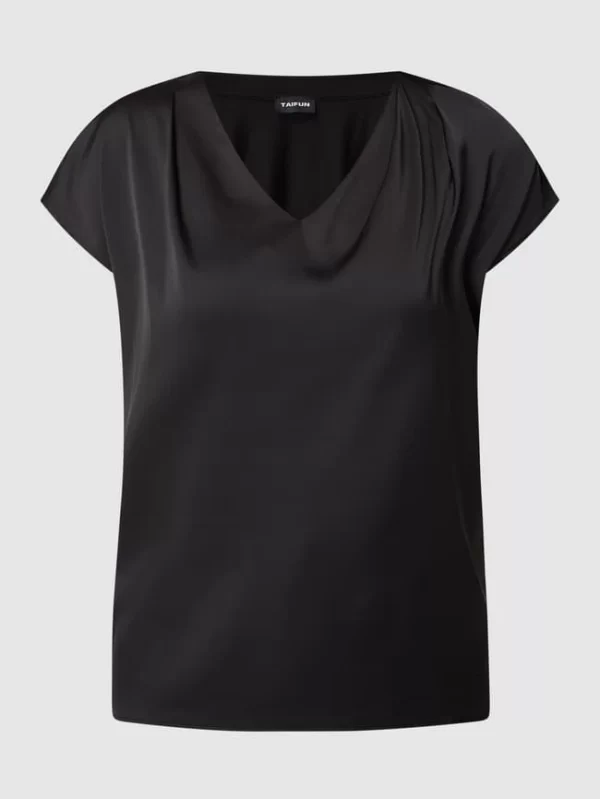 Taifun Blusenshirt Mit Kontrastvorderseite – Schwarz 3