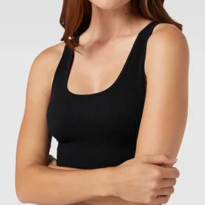 Jake*s Casual Crop Top In Ripp-Optik – Schwarz 11