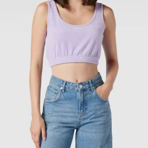 Jake*s Casual Crop Top Aus Frottee – Lila 13