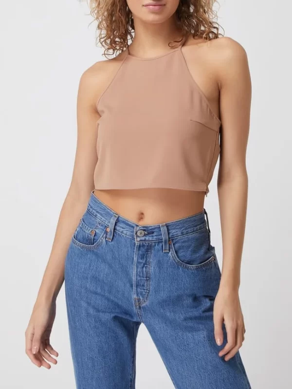 REVIEW Crop Top Aus Krepp – Taupe 5