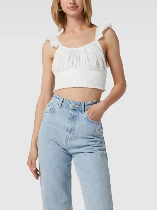 REVIEW Crop Top Im Smok-Design – Offwhite 5