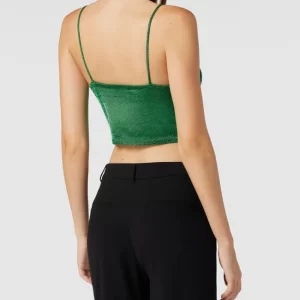 Bardot Crop Top Mit Strukturmuster Modell ‘Lurex’ – Hellgrün 15