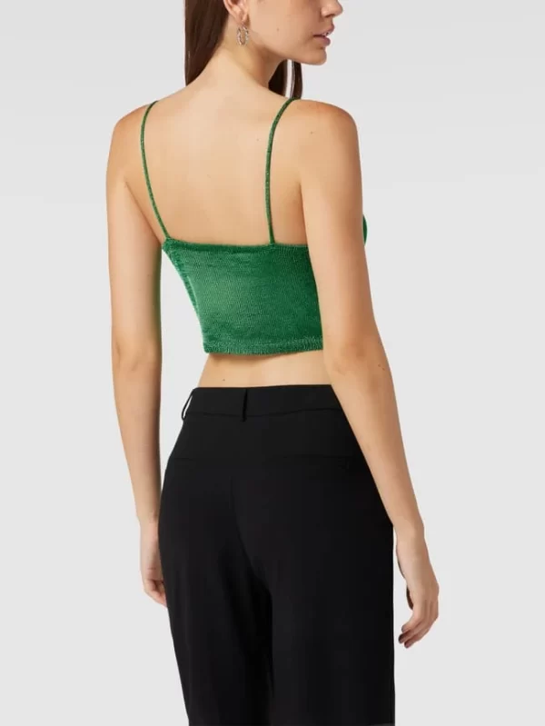 Bardot Crop Top Mit Strukturmuster Modell ‘Lurex’ – Hellgrün 6