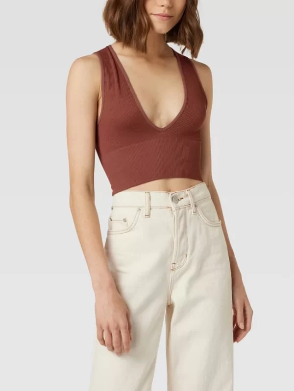 BDG Urban Outfitters Crop Top In Ripp-Optik – Schokobraun 5