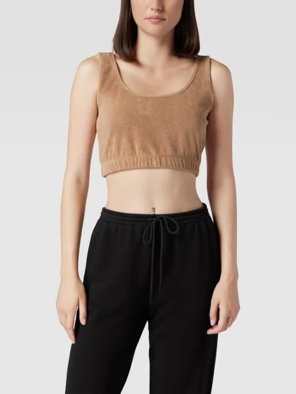 Jake*s Casual Crop Top Aus Frottee – Mittelbraun 5