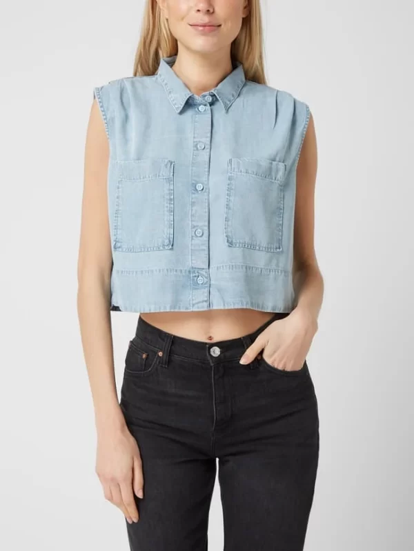 Edc By Esprit Cropped Blusentop Aus Lyocell – Hellblau 5