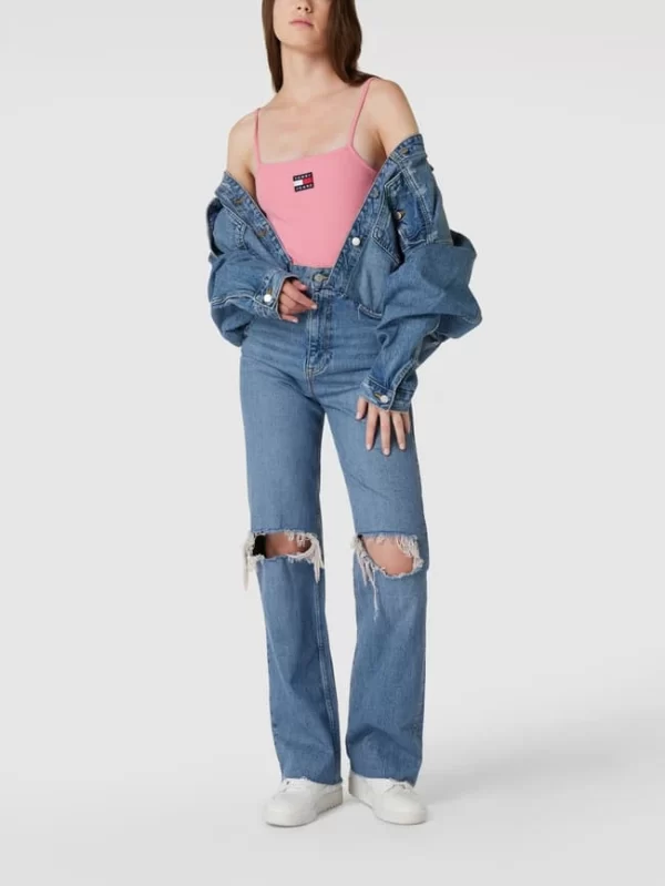 Tommy Jeans Body In Ripp-Optik – Pink 1