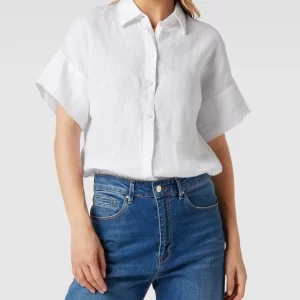 Lauren Ralph Lauren Kurzärmeliges Leinenshirt Mit Umlegekragen – Weiß 13