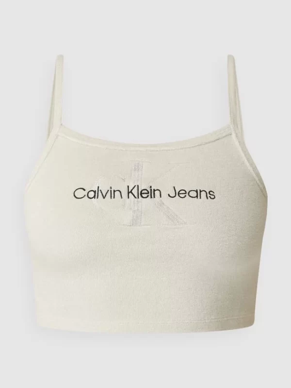 Calvin Klein Jeans Crop Top Aus Frottee – Beige 3