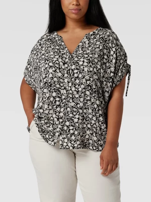 Esprit Curvy PLUS SIZE Bluse Mit Floralem Allover-Muster – Schwarz 5