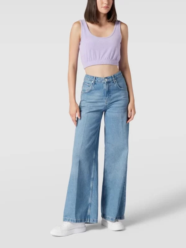 Jake*s Casual Crop Top Aus Frottee – Lila 1