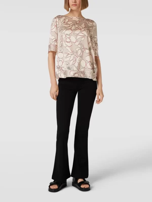 Marc Cain Seidenbluse Mit Floralem Muster – Taupe 1