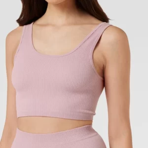 Jake*s Casual Crop Top In Ripp-Optik – Mauve 11