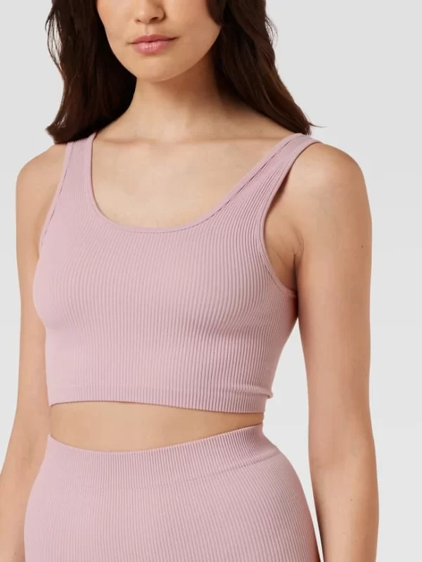 Jake*s Casual Crop Top In Ripp-Optik – Mauve 4