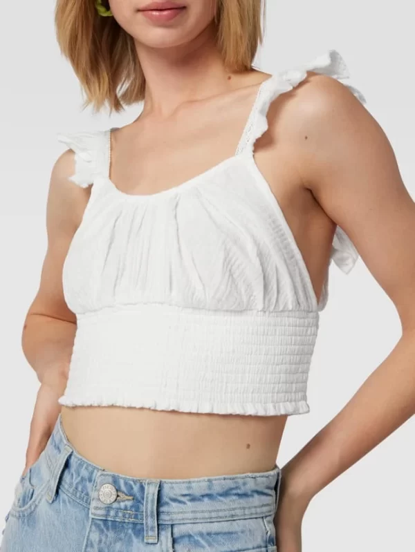 REVIEW Crop Top Im Smok-Design – Offwhite 4