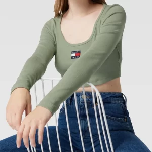 Tommy Jeans Cropped Longsleeve Mit Label-Patch Modell ‘CROP RIB CENTER BADGE’ – Mint 11