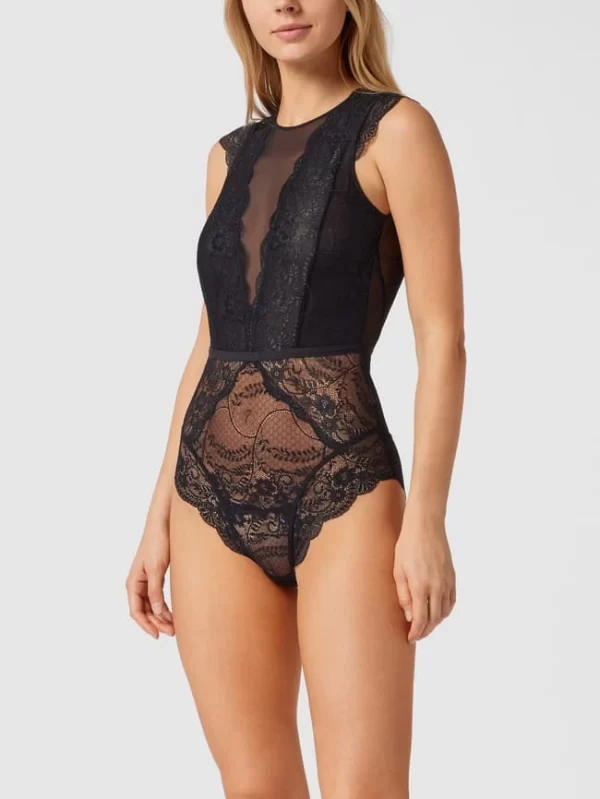 LASCANA Body Mit Floraler Spitze – Schwarz 1