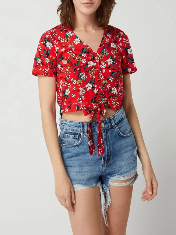 Vero Moda Cropped Bluse Mit Knotendetail Modell ‘Simply’ – Rot 5