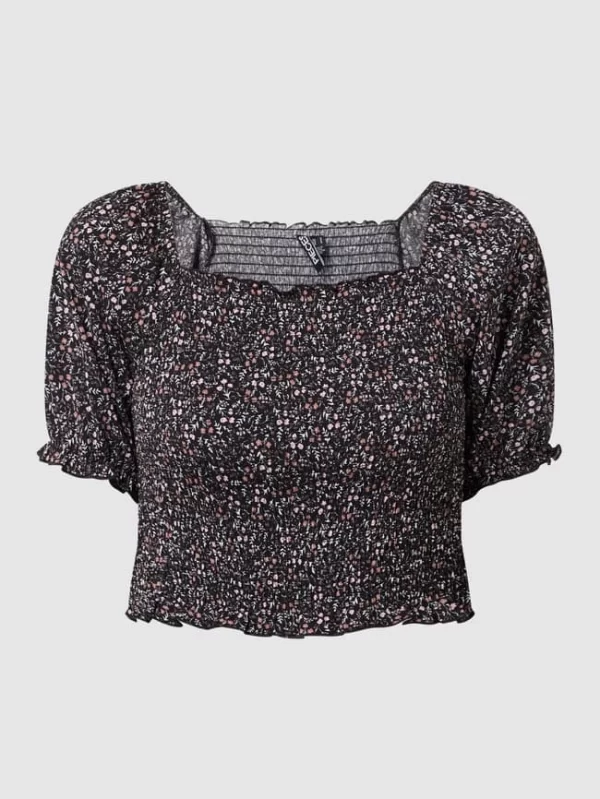 Pieces Cropped Blusenshirt Mit Millefleurs Modell ‘Emanuelle’ – Schwarz 3