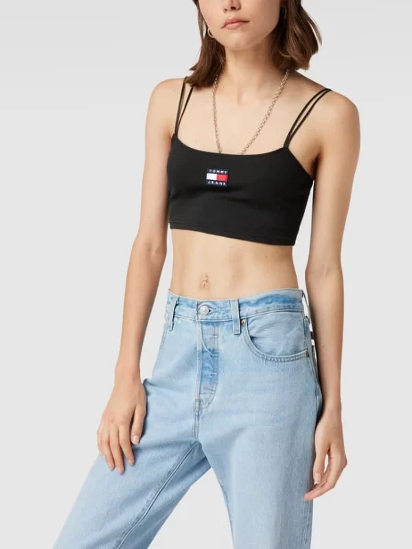 Tommy Jeans Crop Top Mit Label-Patch Modell ‘CROP RIB BADGE’ – Schwarz 5