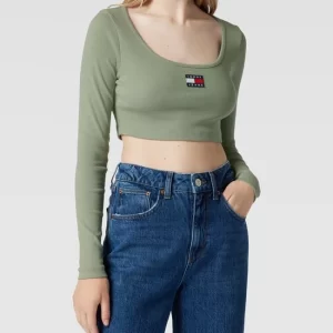 Tommy Jeans Cropped Longsleeve Mit Label-Patch Modell ‘CROP RIB CENTER BADGE’ – Mint 13