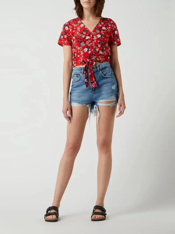 Vero Moda Cropped Bluse Mit Knotendetail Modell ‘Simply’ – Rot 1