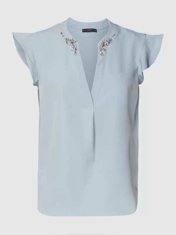 Guess Bluse Mit Ziersteinbesatz – Hellblau 3