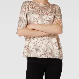 Marc Cain Seidenbluse Mit Floralem Muster – Taupe 13