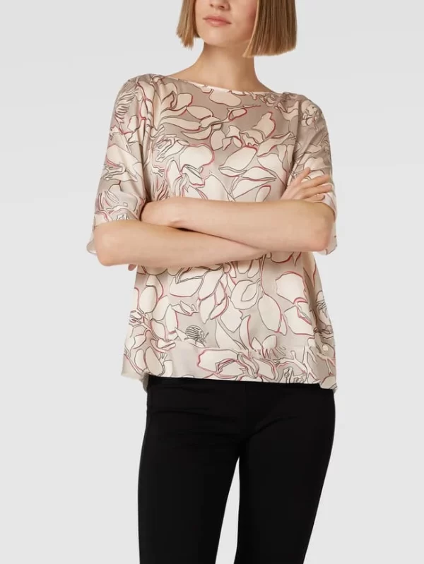 Marc Cain Seidenbluse Mit Floralem Muster – Taupe 5