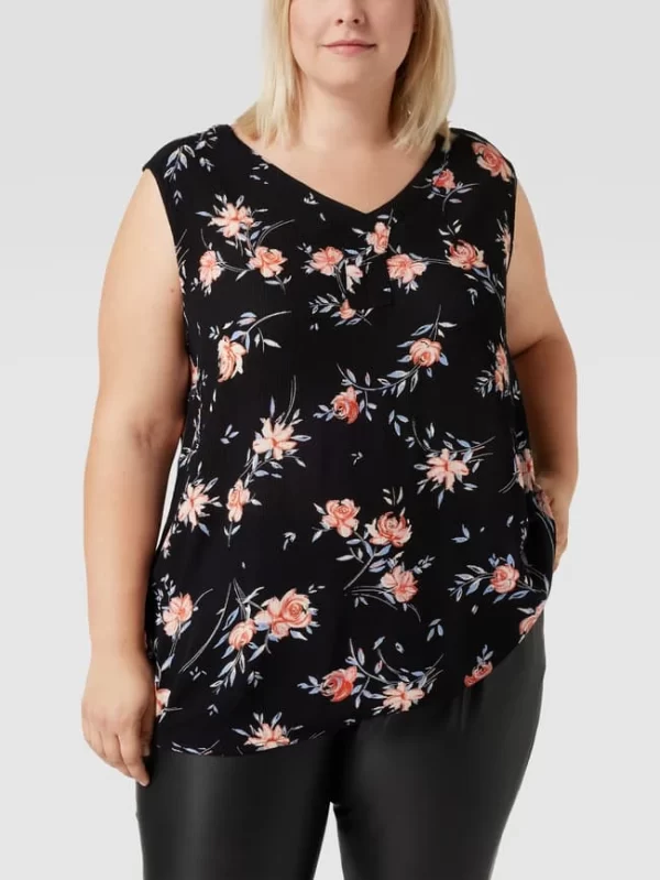 KAFFE Curve PLUS SIZE Bluse Mit Allover-Muster – Schwarz 5