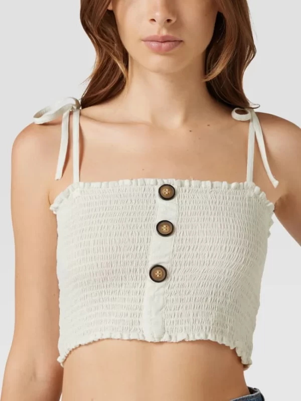 Only Crop Top Mit Smok-Details – Offwhite 4