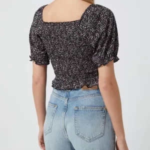 Pieces Cropped Blusenshirt Mit Millefleurs Modell ‘Emanuelle’ – Schwarz 15