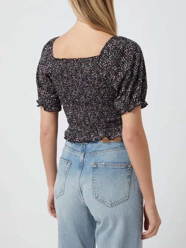 Pieces Cropped Blusenshirt Mit Millefleurs Modell ‘Emanuelle’ – Schwarz 6