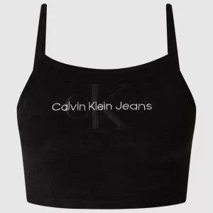 Calvin Klein Jeans Crop Top Aus Frottee – Schwarz 9