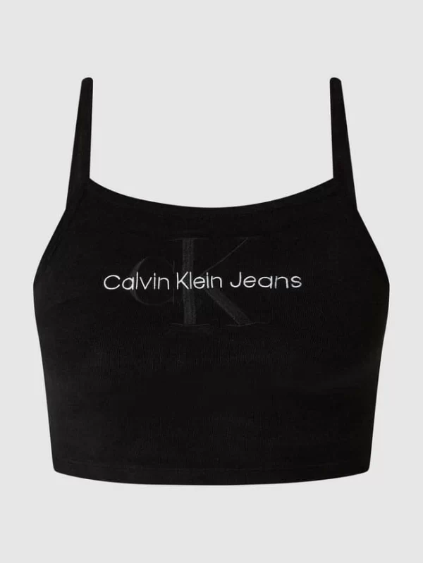 Calvin Klein Jeans Crop Top Aus Frottee – Schwarz 3