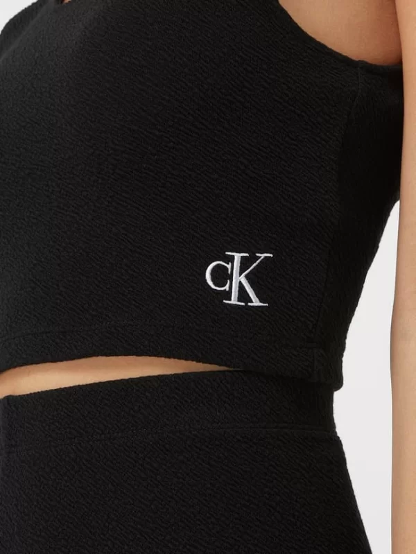 Calvin Klein Jeans Crop Top Mit Feiner Struktur – Schwarz 4