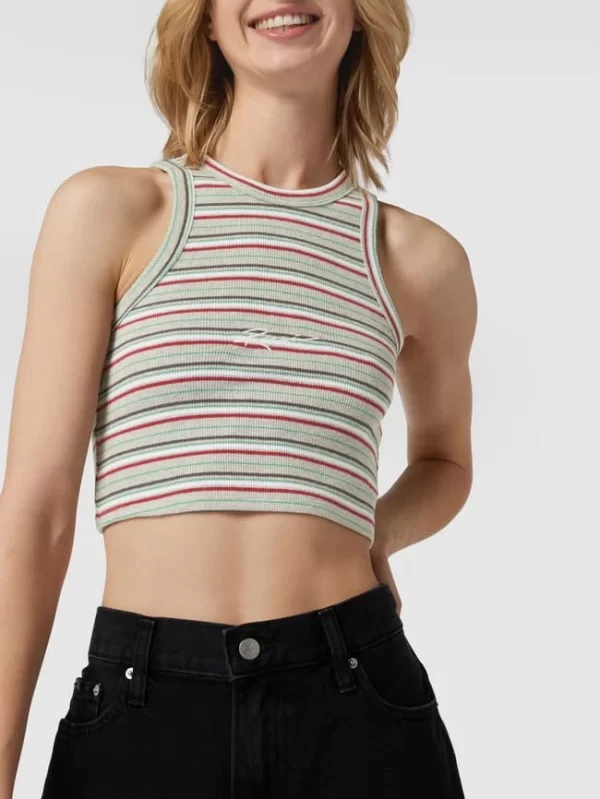 REVIEW Crop Top Mit Label-Stitching – Mittelgrau Meliert 4