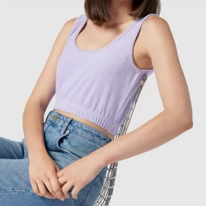 Jake*s Casual Crop Top Aus Frottee – Lila 11