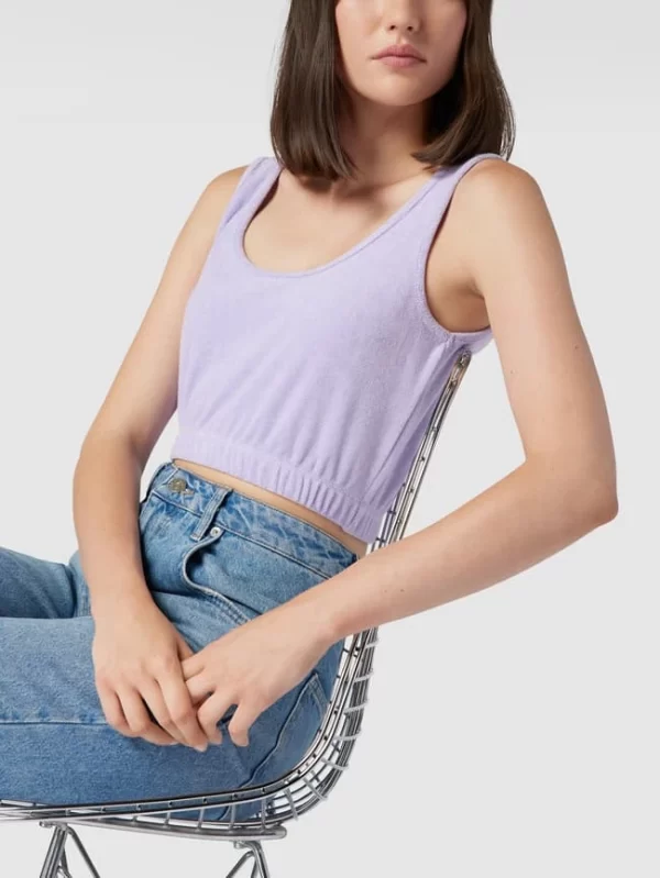 Jake*s Casual Crop Top Aus Frottee – Lila 4