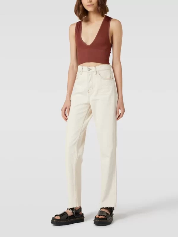 BDG Urban Outfitters Crop Top In Ripp-Optik – Schokobraun 1