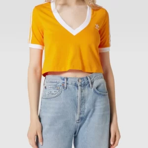 Adidas Originals Crop T-Shirt Mit V-Ausschnitt – Orange 13