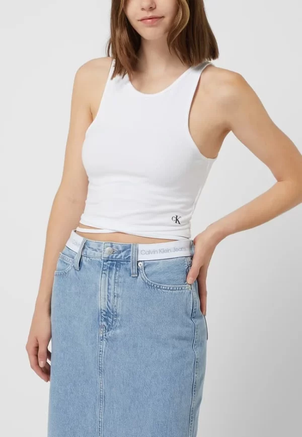 Calvin Klein Jeans Crop Top Mit Schnürung – Weiß 5