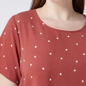 ONLY CARMAKOMA PLUS SIZE Blusenshirt Mit Punktmuster Modell ‘Luxfab’ – Rostrot 11