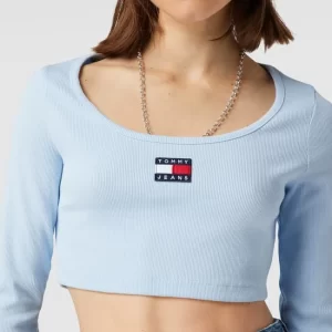 Tommy Jeans Cropped Longsleeve Mit Label-Patch Modell ‘CROP RIB CENTER BADGE’ – Hellblau 11