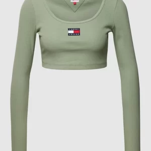 Tommy Jeans Cropped Longsleeve Mit Label-Patch Modell ‘CROP RIB CENTER BADGE’ – Mint 9