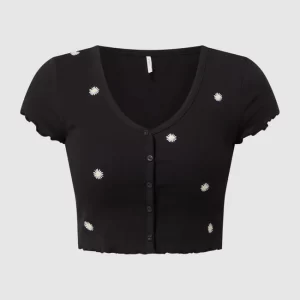 Only Crop Shirt Mit Floralem Muster Modell ‘Daisy’ – Schwarz 9