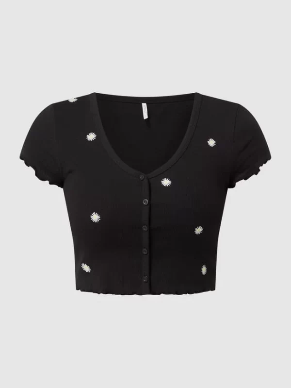 Only Crop Shirt Mit Floralem Muster Modell ‘Daisy’ – Schwarz 3