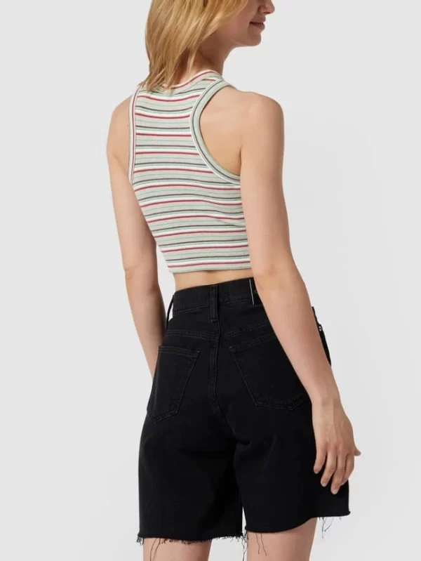 REVIEW Crop Top Mit Label-Stitching – Mittelgrau Meliert 6