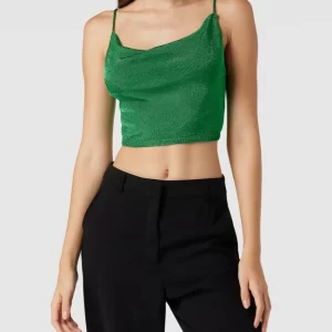 Bardot Crop Top Mit Strukturmuster Modell ‘Lurex’ – Hellgrün 13