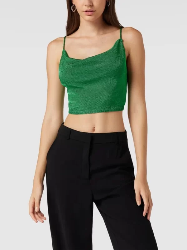 Bardot Crop Top Mit Strukturmuster Modell ‘Lurex’ – Hellgrün 5